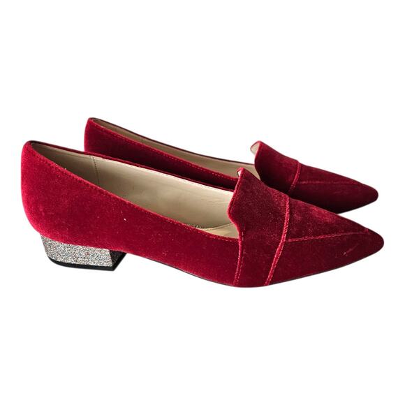 COLE HAAN Women 7.5 B Marlee Velvet Shoes Slip On Pointed Toe Sparkle Heel 1" - Picture 1 of 10